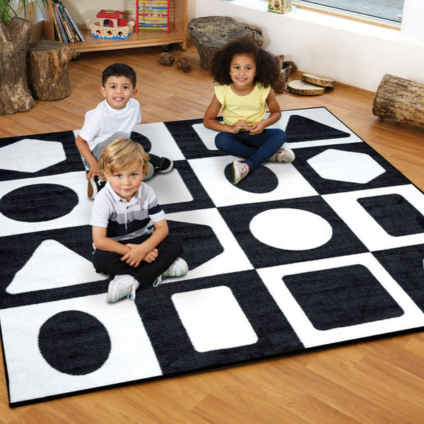 Geometric Shape Black & White Carpet