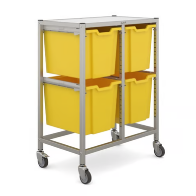 Gratnells 4 Jumbo Trays Double Width Trolley - Silver Frame Gratnells 4 Jumbo Trays Double Width Trolley | School Trolley Storage | www.ee-supplies.co.uk