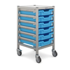 Gratnells 6 Shallow Tray Single Width Trolley - Silver Frame Gratnells 6 Shallow Single Width Trolley | School Trolley Storage | www.ee-supplies.co.uk