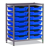 Gratnells Double Column Static Low Height Metal Trolley - 14 x Trays Gratnells Double Column Trolley + 14 Shallow Trays  | Trolley System | www.ee-supplies.co.uk