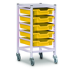 Gratnells Single Column Metal Trolley - 5 x Trays Gratnells Single Column Trolley + 5 Shallow Trays  | Trolley System | www.ee-supplies.co.uk