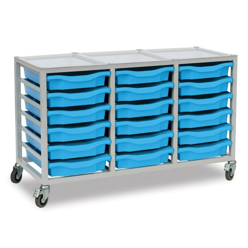 Mobile Science Metal Tray Storage Unit - 18 Tray Triple Column ...