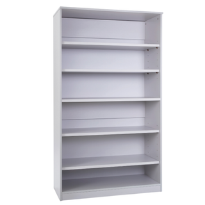 Premium Bookcase Grey Medium With 4 Adjustable Shelves H1818mm Grey & White 5 shelf Storage Unit  | Library units Shelves | www.ee-supplies.co.uk