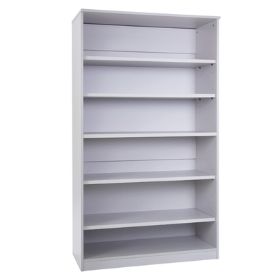 Premium Bookcase Grey Medium With 4 Adjustable Shelves H1818mm Grey & White 5 shelf Storage Unit  | Library units Shelves | www.ee-supplies.co.uk