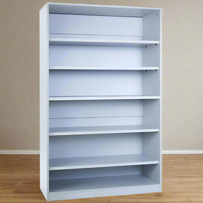 Premium Bookcase Grey Medium With 4 Adjustable Shelves H1818mm Grey & White 5 shelf Storage Unit  | Library units Shelves | www.ee-supplies.co.uk