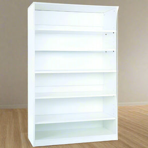 Premium Bookcase White Medium With 4 Adjustable Shelves H1818mm Grey & White 5 Shelf Storage Unit  | Library units Shelves | www.ee-supplies.co.uk