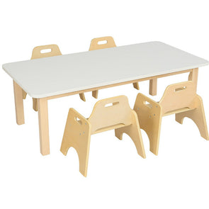KEB Square Table White Top W1200 x D600mm + Infant Chairs x 4 KEB Square Table White Top W1200 x D600mm + Infant Chairs x 4 | www.ee-supplies.co.uk