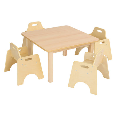 KEB Square Table Beech Top W600 x D600mm + Infant Chairs x 4 KEB Table Square Beech Top W600 x D600mm + Chairs x 4 | www.ee-supplies.co.uk