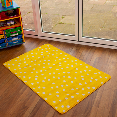 Kinder™ Yellow Spotted Nursery Rug Kinder™ Yellow Spotted Nursery Rug | Corner Carpets & Rugs | www.ee-supplies.co.uk