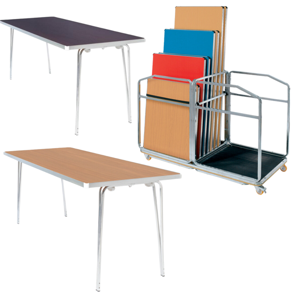 14 x Gopak Economy Lightweight Folding Tables + Large Trolley Bundle 7 x Gopak Economy Lightweight Folding Tables + Small Trolley Bundle | Gopak | www.ee-supplies.co.uk