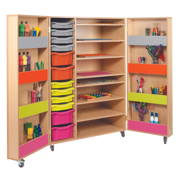 Large Mobile School Art Storage Cupboard - W1085 x D600 x H1503mm Large Art Creative Mobile Unit | Art Storage Cupboard | www.ee-supplies.co.uk