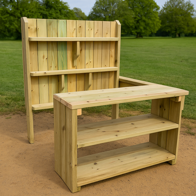 Outdoor Wooden Role Play Corner Large Outdoor Utility Kitchen | Great Outdoors | www.ee-supplies.co.uk