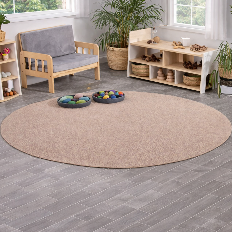 Round Bow Rug Large Round Rug - Brown | www.ee-supplies.co.uk– Educational Equipment ...