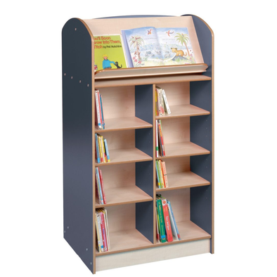 York Single Sided 1500 Bookcase + Lecturn - Blue/Maple York School Library Bookcase | School Library Unit  | www.ee-supplies.co.uk