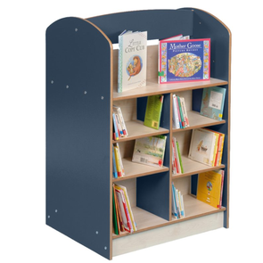 York Double Sided 1200 Bookcase + Lecturn - Blue/Maple York School Library Bookcase | School Library Unit  | www.ee-supplies.co.uk