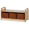 Playscapes Low Level Tray Storage Bench - 3 x Wicker Trays Low Level Storage Bench | School tray Storage | www.ee-supplies.co.uk