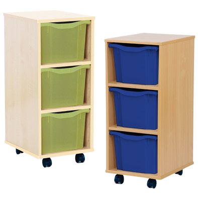 Triple Tray Wooden Mobile Storage Unit 3 x Trays Mobile Triple Tray Storage Unit 3 x Trays  | School tray Storage | www.ee-supplies.co.uk