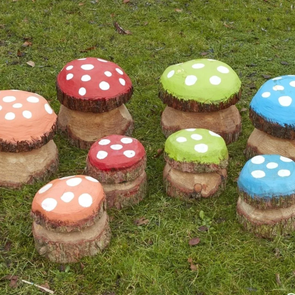 Medium Mushroom Wooden Painted Stools (12pk) Medium Mushroom Wooden Painted Stools (12pk) | www.ee-supplies.co.uk