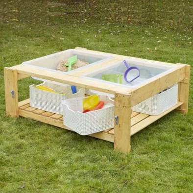 Double Messy Play Table With Trays Messy Play Towers | Sand & Water | www.ee-supplies.co.uk