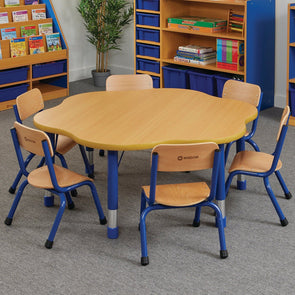 Milan Flower Height Adjustable Table - 6 Seater Blue Milan Flower Height Adjustable Table - 6 Seater Blue | School Table | www.ee-supplies.co.uk