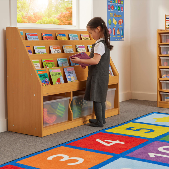 Milan Tiered Bookcase Beech – 3 Large Trays Milan Tiered Bookcase Beech – 3 Large Trays  | Book Display | www.ee-supplies.co.uk