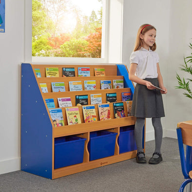 Milan Tiered Bookcase Blue – 3 Large Trays Milan Tiered Bookcase Blue – 3 Large Trays | Book Display | www.ee-supplies.co.uk