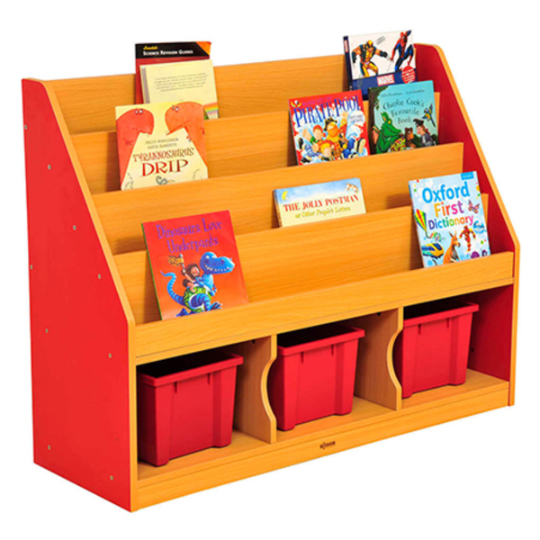 Milan Tiered Bookcase Red – 3 Large Trays