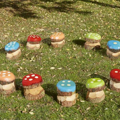 Mini Mushroom Wooden Painted Number Seats (10Pk) Mini Mushroom Number Seats (10Pk) | www.ee-supplies.co.uk