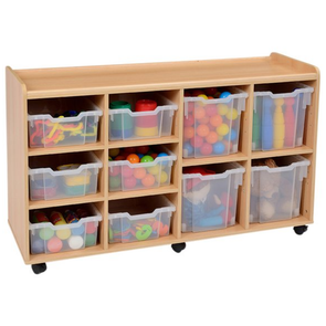 Mobile Sturdy Tray Unit - 4 Jumbo & 6 Deep Clear Trays Mobile Sturdy Tray Unit - 4 Jumbo & 6 Deep Clear Trays | School tray storage | www.ee-supplies.co.uk