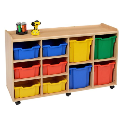 Mobile Sturdy Tray Unit - 4 Jumbo & 6 Deep Coloured Trays Mobile Sturdy Tray Unit - 4 Jumbo & 6 Deep Coloured Trays | School tray storage | www.ee-supplies.co.uk