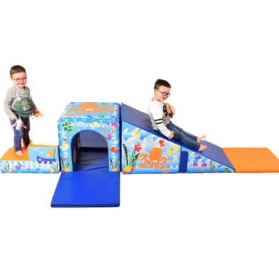 Soft Play Mountain Tunnel Slide Set Sand Sea Educational