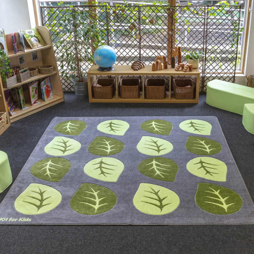 Natural World Carved Leaf Placement Carpet W2000 x D2000mm | Floor play ...