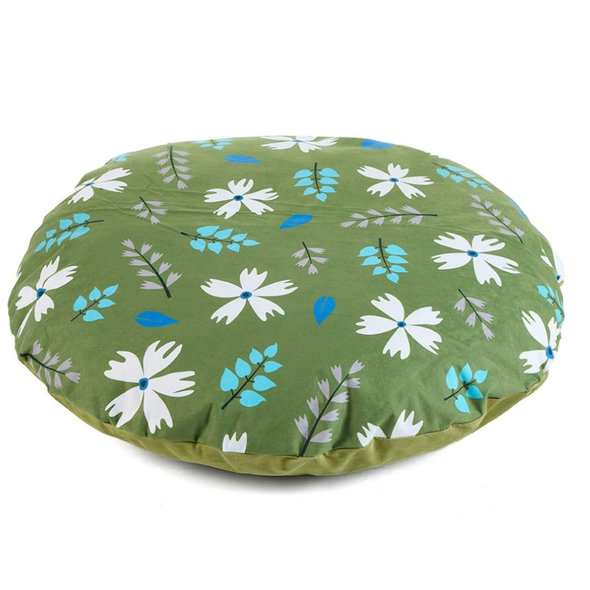 Olive Round Floor Cushion - Leaves Olive Round Floor Cushion - Flowers | Nature Bean Bags | www.ee-supplies.co.uk