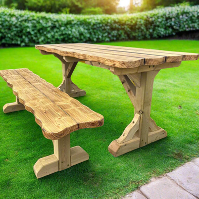 Outdoor Rustic Table & 2 x Benches Outdoor Rustic Table & 2 x Benches | ee-supplies.co.uk