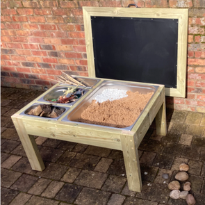 Outdoor Play Sand Table + Storage Trays + Chalkboard Lid Outdoor Wooden Ball Drop Tower | Great Outdoors | www.ee-supplies.co.uk