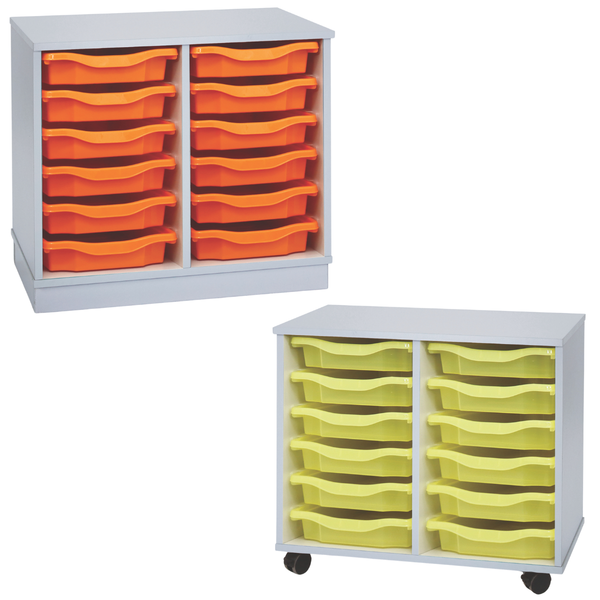 Premium 12 Shallow Tray Unit - Grey - Mobile & Static