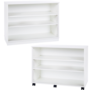 Premium Bookcase White Medium With 2 Adjustable Shelves H789mm Grey & White 3 shelf Storage Unit  | Library units Shelves | www.ee-supplies.co.uk