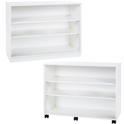 Premium Bookcase White Medium With 2 Adjustable Shelves H789mm Grey & White 3 shelf Storage Unit  | Library units Shelves | www.ee-supplies.co.uk