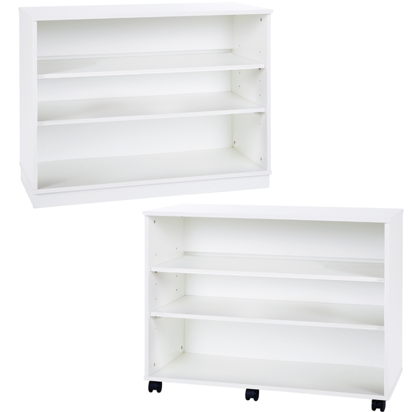 Premium Bookcase White Medium With 2 Adjustable Shelves H789mm Grey & White 3 shelf Storage Unit  | Library units Shelves | www.ee-supplies.co.uk