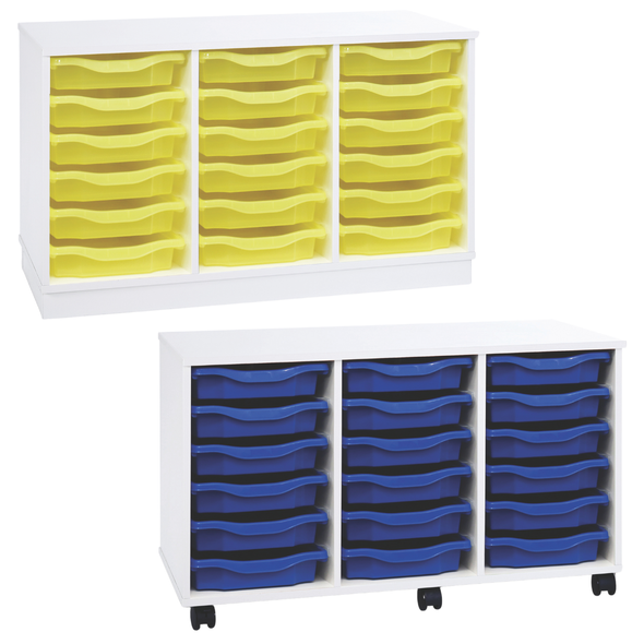 Premium 18 Shallow Tray Unit - White - Mobile & Static Premium 18 Shallow Tray Unit - White - Mobile & Static | Grey White Tray Stores | www.ee-supplies.co.uk