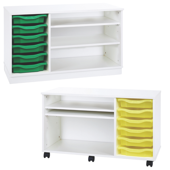 Premium 6 Shallow Tray Unit + 2 Shelves - White - Mobile & Static Premium 6 Shallow Tray Unit + 2 Shelves - White - Mobile & Static | www.ee-supplies.co.uk
