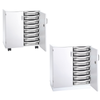 White Premium Cupboard With 8 Single Tray Unit- Mobile & Static Premium Cupboard Tray Storage | Grey White Cupboards | www.ee-supplies.co.uk