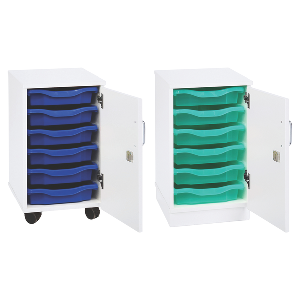 White Premium Cupboard  With 6 Single Tray Unit- Mobile & Static