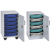 Grey Premium Cupboard  With 6 Single Tray Unit- Mobile & Static Premium Cupboard Tray Storage | Grey White Cupboards | www.ee-supplies.co.uk