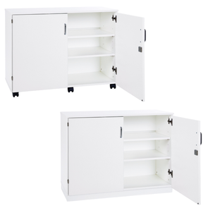 White Premium Cupboard With 2 Shelves - Mobile & Static Premium  Storage Cupboards | Grey White Cupboards | www.ee-supplies.co.uk