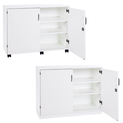 White Premium Cupboard With 2 Shelves - Mobile & Static Premium  Storage Cupboards | Grey White Cupboards | www.ee-supplies.co.uk