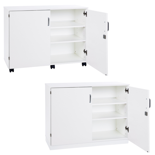 White Premium Cupboard With 2 Shelves - Mobile & Static Premium  Storage Cupboards | Grey White Cupboards | www.ee-supplies.co.uk