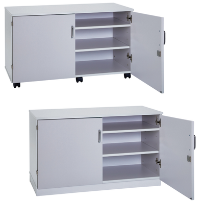 Grey Premium Cupboard With 2 Shelves - Mobile & Static Premium  Storage Cupboards | Grey White Cupboards | www.ee-supplies.co.uk