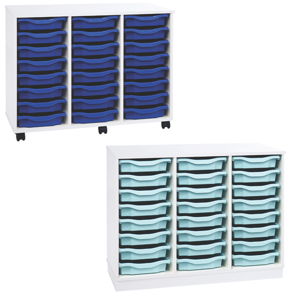 Premium 24 Shallow Tray Unit -  White - Mobile & Static White Premium 24 Tray Storage | Grey White Tray Stores | www.ee-supplies.co.uk
