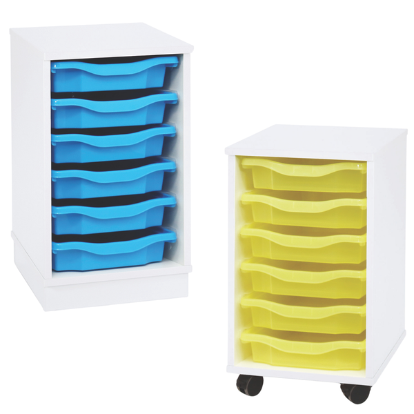 Premium 6 Shallow Tray Unit - White - Mobile & Static